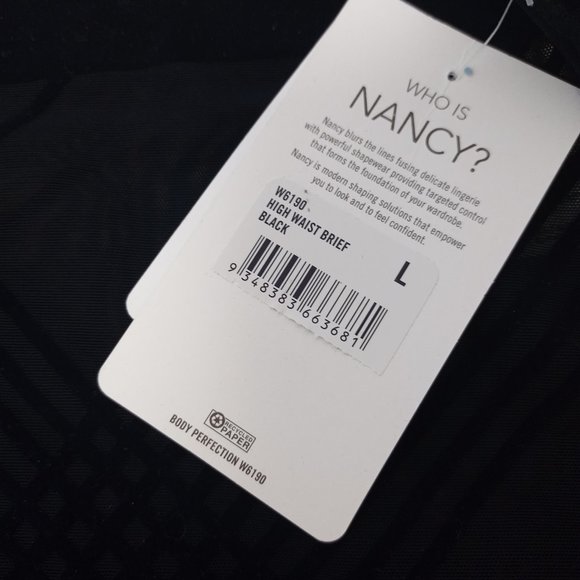 Nancy Ganz High Waisted Brief #W6190 Large Black - Picture 3 of 5